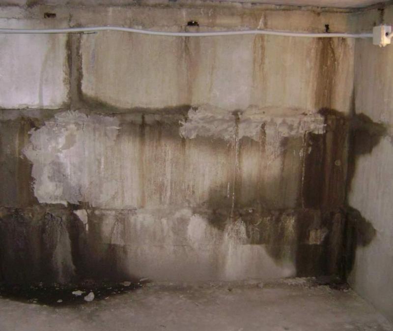 Обычный вид бетона под землей без гидроизоляции